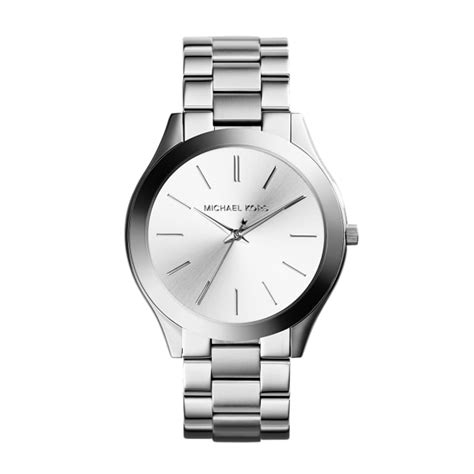 michael kors slim runway silver tone and leather watch|michael kors black runway watch.